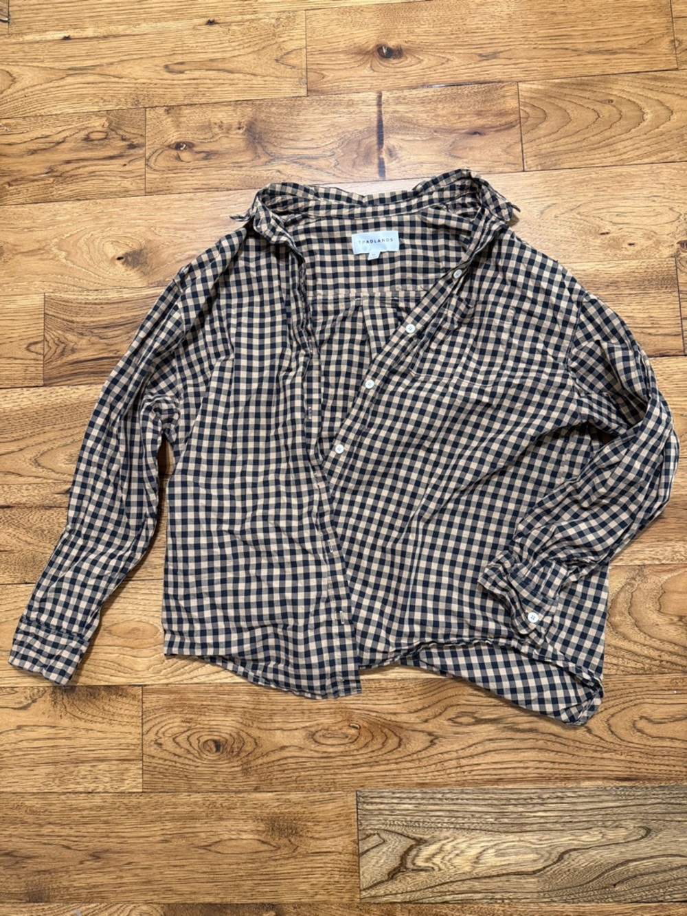 Tradlands Checkered Button-Down Shirt in Black & Tan